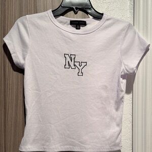 Panda Rose White NY Embroidered Women's Tee